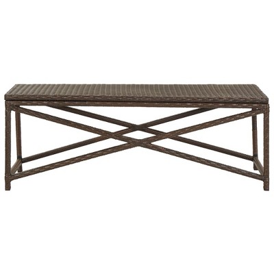 vidaXL Outdoor Patio Bench Outdoor Garden Bench with Steel Frame Poly Rattan - Brown 47.2"