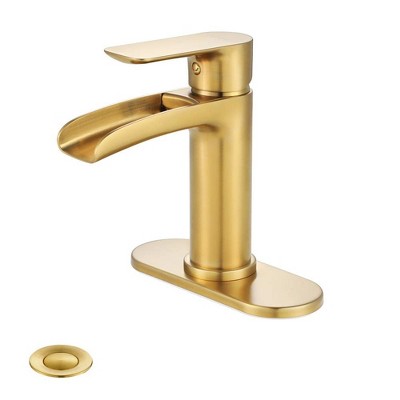 PROOX Single-Handle Single-Hole Waterfall Spout Bathroom Faucet with Deck Plate