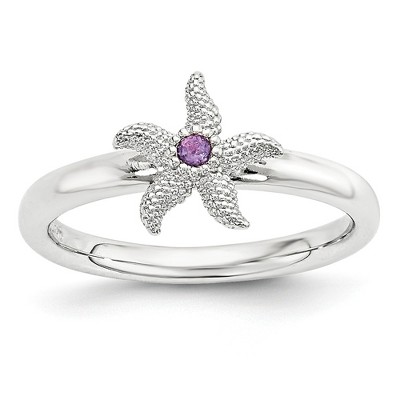 Black Bow Jewelry Sterling Silver Stackable Expressions Amethyst 10mm Starfish Ring