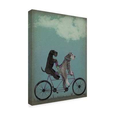 Trademark Fine Art - Fab Funky 'Schnauzer Tandem' Matted Framed Art