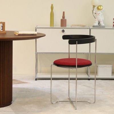 FONTOI Folding Dining Chair with Cantilever Design, Upholstered Kitchen Chairs, Red, 20.1"*29.1"*20.1"