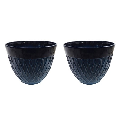 Set of 2 Polyresin Indoor/Outdoor Planters Blue - Alpine Corporation: Durable, No Assembly Required