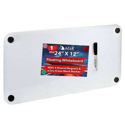 Azar Displays Floating Whiteboard with Standoff Caps, Assorted Magnets and Marker Kit