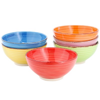 Elama Ridge 6.25 Inch 6 Piece Round Stoneware Assorted Bowl Set