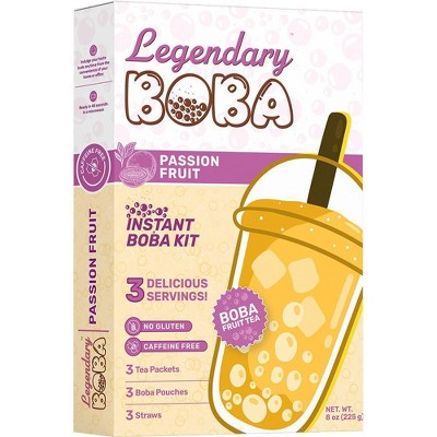 Legendary Boba Passion Fruit Instant Boba Fruit Tea Kit - Caffeine Free - 8oz/3ct
