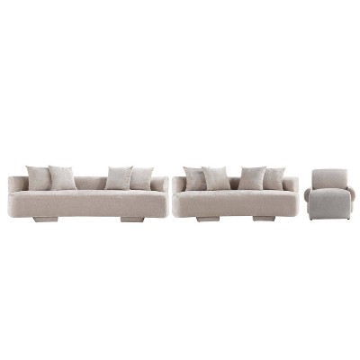 Manhattan Comfort 3pc Verandah Chenille Upholstered Sofa and Accent Chair Set