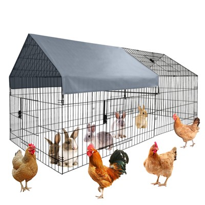 COZONY 86"x40"x40" Metal Chicken Coop with Waterproof Cover, Walk-in Poultry Cage for Outdoor Use