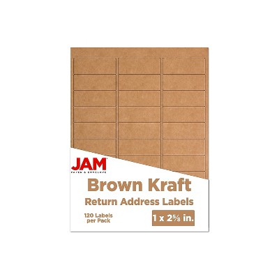 JAM Paper Laser/Inkjet Mailing Address Labels 1" x 2 5/8" Brown Kraft 4513701