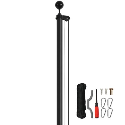 VEVOR 20FT Sectional Flag pole Kit, Aluminum Alloy in Ground Flag poles for Outside, 3 Display Modes Flagpole with 3x5 American Flag, Black