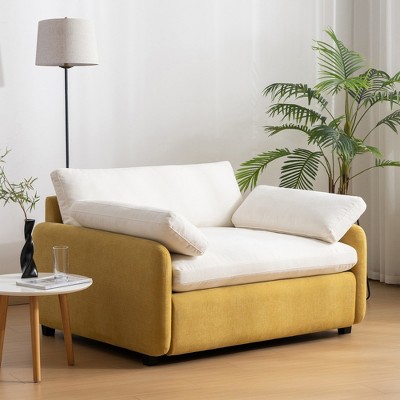 YOOCOZZ Color-Blocking Chenille Sofa Chair & Armchair with Extra-Wide and Extra-Deep Seat, Pillows