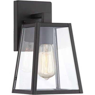 John Timberland Arrington Modern Wall Light Sconce Mystic Black Hardwire 6" Fixture Clear Glass Shade for Bedroom Bathroom Vanity Reading Living Room