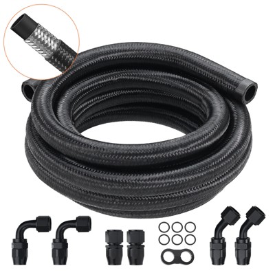 VEVOR 10AN Fuel Line Kit, 10 FT Fuel Hose Kit, 0.55" Nylon Stainless Steel Braided Fuel Line Oil/Gas/Diesel Hose End Fitting Kit