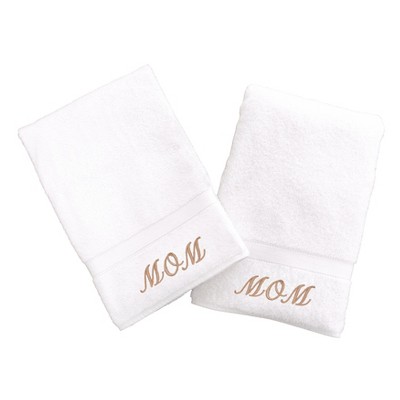 Linum Home Textiles 100% Turkish Cotton "Mom" 2PC Hand Towel Set