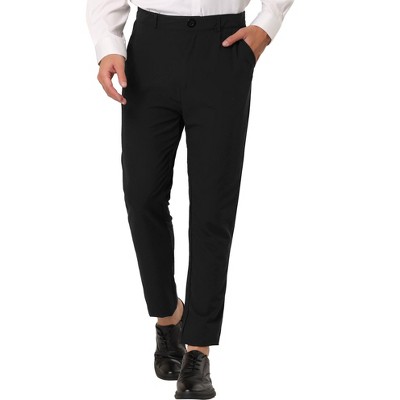 Lars Amadeus Men's Slim Fit Stretch Flat Front Solid Color Business Dress Pants