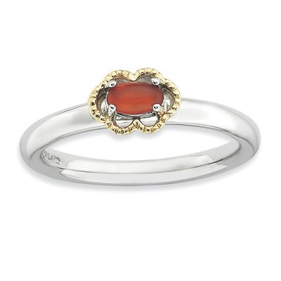 Black Bow Jewelry Sterling Silver Stackable Red Agate 2.25mm Ring
