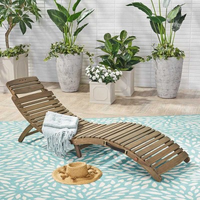 Wood Foldable Chaise Lounge Chair with Handle,Outdoor Acacia Wood Chaise Lounge for Patio or Poolside,Slatted Portable Patio Lounger-Cuddlewood