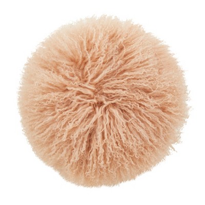 Saro Lifestyle 100% Wool Mongolian Lamb Fur Throw Pillow With Poly Filling