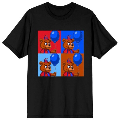 Five Nights At Freddy's Security Breach Freddy Balloon Art Crew Neck Short Sleeve Men's Black T-shirt