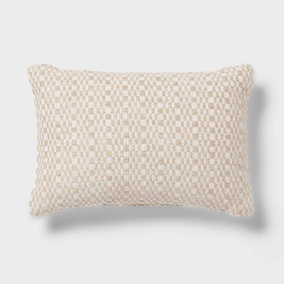 Geo Woven Dec Pillow Oblong Khaki/Ivory - Threshold™: Cotton Fabric, Indoor Stripe Design, Polyester Filled