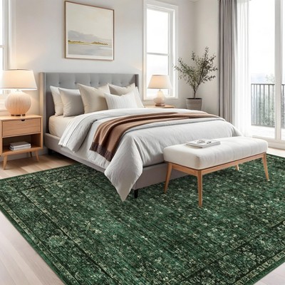 Washable Area Rugs for Living Room, Floral Rugs Oriental Vintage Rugs