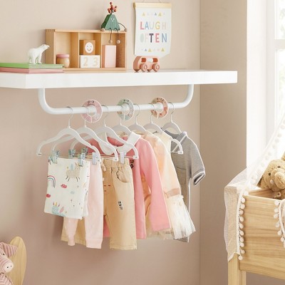 SONGMICS Baby Hangers, 30 Packs Pants Hangers with Clips, Kids Hangers with 6 Clothes Dividers, Non-Slip Children’s Clothes Hangers