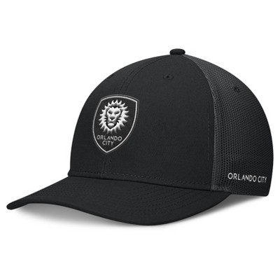 MLS Orlando City SC Black Structured Mesh Back Hat: Cotton, Snap Closure, Tagless Design