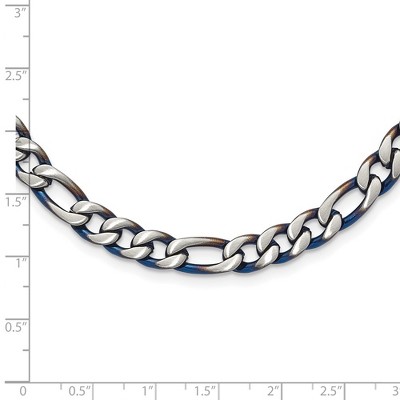 Chisel Stainless Steel Brushed and Polished Blue IP-plated 7.5mm 24" Necklace