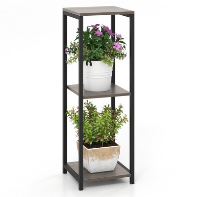 Tangkula 3 Tier Tall Metal Plant Stand Corner Plant Holder w/ Metal Frame
