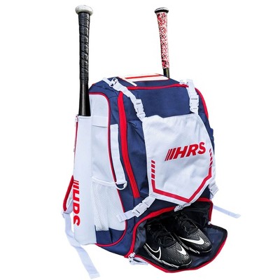 Hit Run Steal Bat Bag Backpack with Ventilated Shoe Pocket, Heavy Duty Fence Hook, and Padded Straps, Holds 4 Bats, Glove, Helmet, Cleats