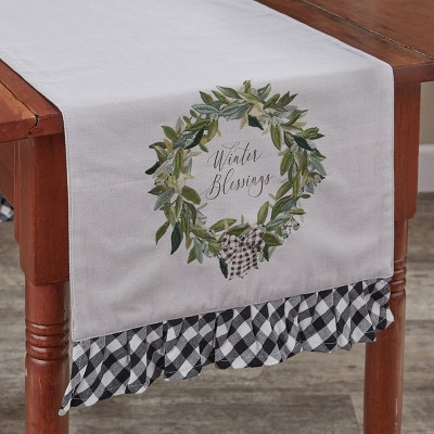 Park Designs Gray Winter Blessings Table Runner 72''L