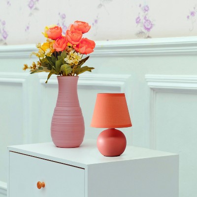 8.66" Petite Ceramic Orb Base Bedside Table Desk Lamp with Matching Tapered Drum Fabric Shade - Creekwood Home