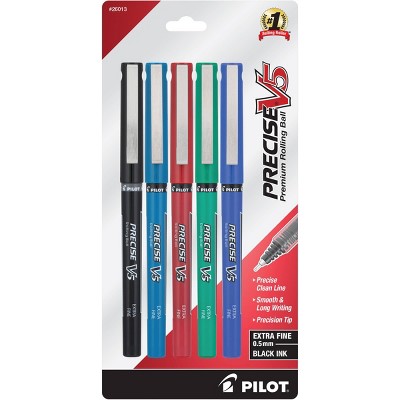 Pilot 5pk Precise V5 Rollerball Pens Extra Fine Point 0.5mm Multicolored Ink