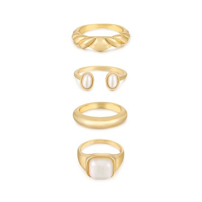 Ultimate Babe 18k Gold Plated Ring Set 4 pc - Ettika