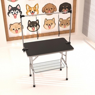 Gulches 46-Inch Foldable Pet Grooming Table for Pet Large Dogs and Cats with Adjustable Arm and Clamp - Black