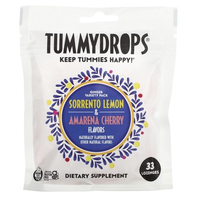 Tummydrops Ginger Variety Pack, Italian Edition (Mix of Sorrento Lemon and Amarena Cherry Flavors), 33 lozenges