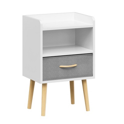 Cesicia Nightstand With Collapsible Fabric Drawer, Wood Side Table with Storage Cabinet for Kids, Adults