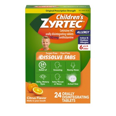 Children's Zyrtec Allergy Relief Cetirizine Dissolving Tablets - Citrus - 24ct