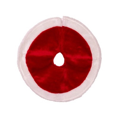 Kurt Adler Miniature Plush Christmas Tree Skirt, Red and White, 15"