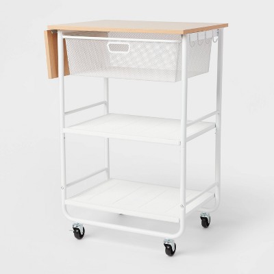 Metal Storage Cart with Mesh Drawer and Wood Top - Brightroom™