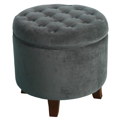 Large Round Button Tufted Storage Ottoman - HomePop