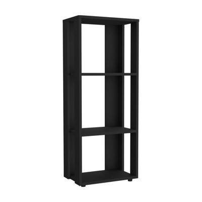 SEVOBAL Decorative Bookshelf Four Tier Bookcase with Spacious Shelves for Stylish Storage in Living Room or Office, Black, 9.9"*15.7"*39.4"