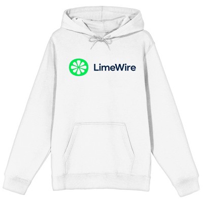LimeWire Logo Long Sleeve Adult White Hooded Sweatshirt