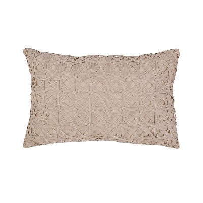 EY Essentials Ribbon Mesh Solid Sandstone Tan Polyester Decor Throw Pillow, 14" x 22"