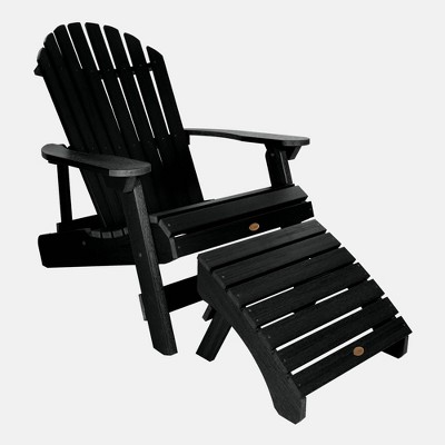 King Hamilton Folding Patio Adirondack Chair & Ottoman Black - highwood: Weather-Resistant, 400lb Capacity