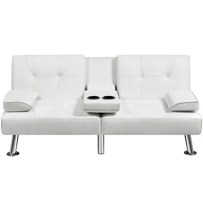 Yaheetech Faux Leather Convertible Futon Sofa Bed