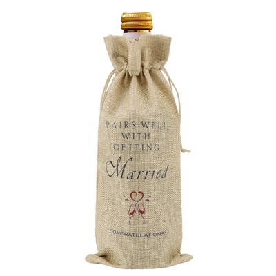 Unique Bargains Wine Glass Pattern Wine Bags with Drawstrings Khaki Red 1 Pc