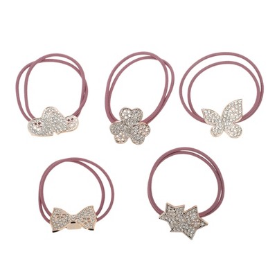 Unique Bargains Fashion Rhinestone Hair Elastic Band 5 Pcs