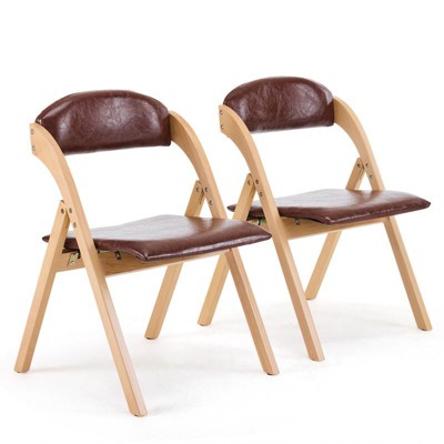 Karl Home 2 Pack Wooden Folding Dining Chairs