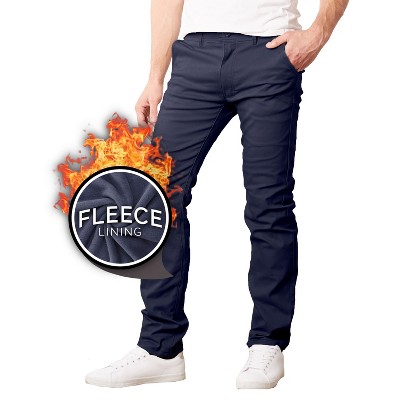 JumpStart Men’s Slim Fit  Heavyweight Fleece-Lined Stretch Chino Uniform Work Pants