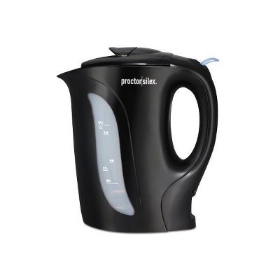 Proctor Silex 1 Liter Kettle Black K2071G: Electric Water & Tea Kettle, 1000W, Plastic Handle & Lid, Hand Wash, 1-Year Warranty